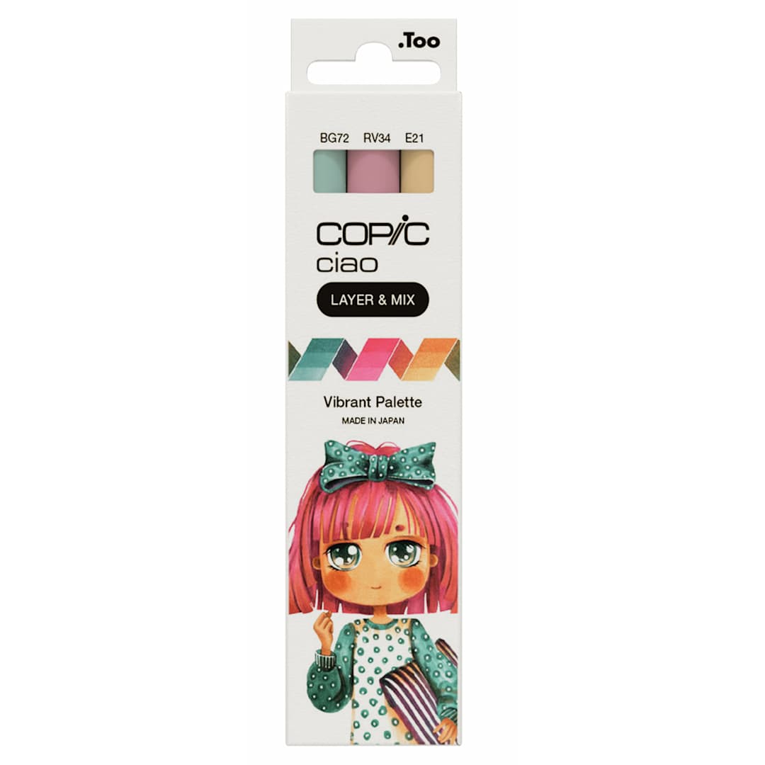 Open in modal - Copic Ciao Double Ended Markers - Layer & Mix Set of 3, Vibrant Palette