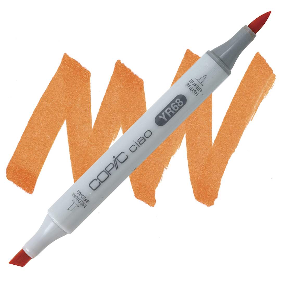 Open in modal - Copic Ciao Double Ended Marker - Orange YR68 marker and swatch