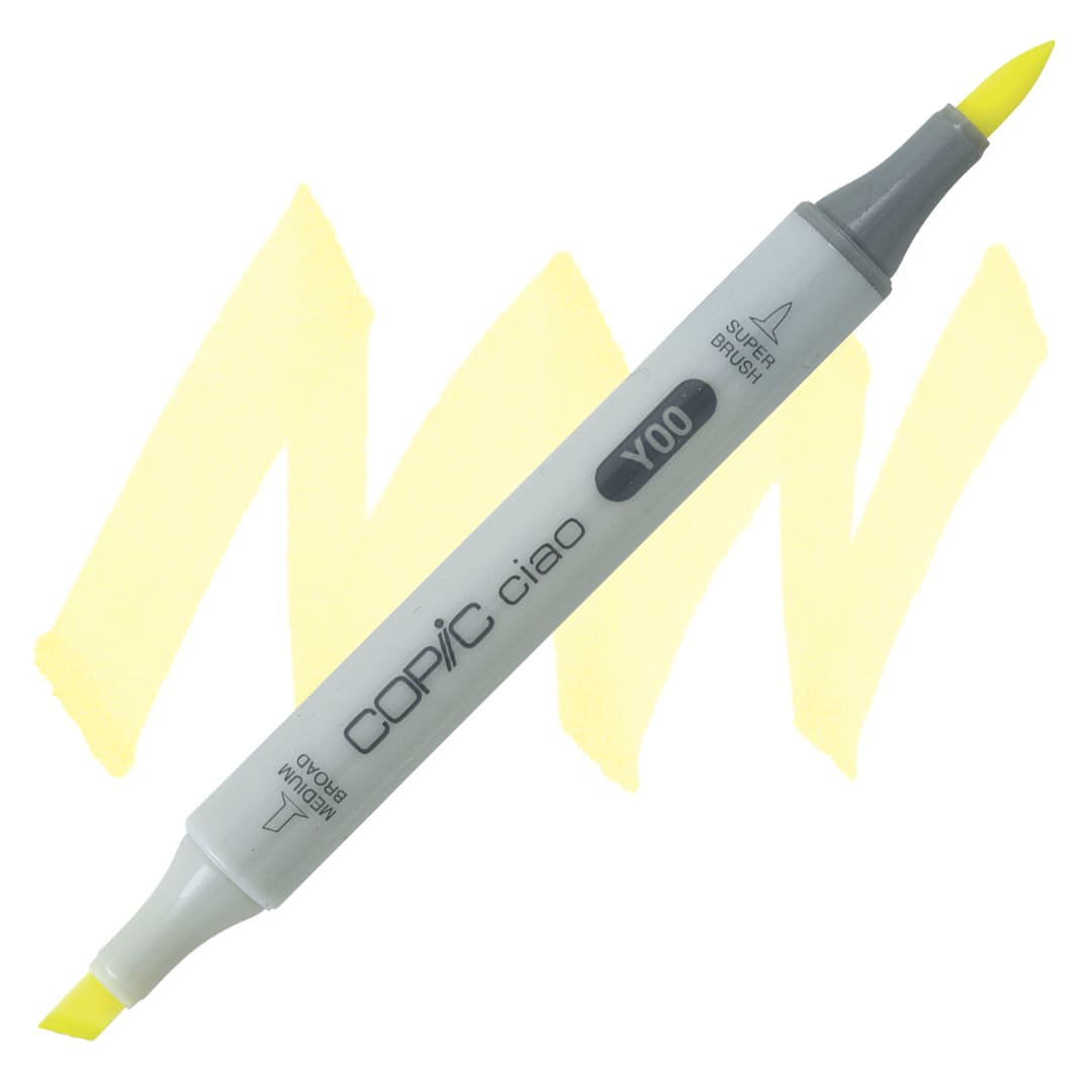 Open in modal - Copic Ciao Double Ended Marker - Barium Yellow Y00 marker and swatch