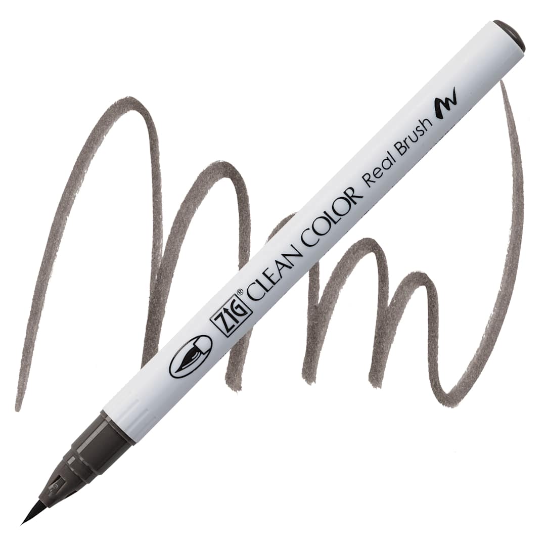 Open in modal - Kuretake Zig Clean Color Real Brush Pen - Warm Gray 5 pen and swatch