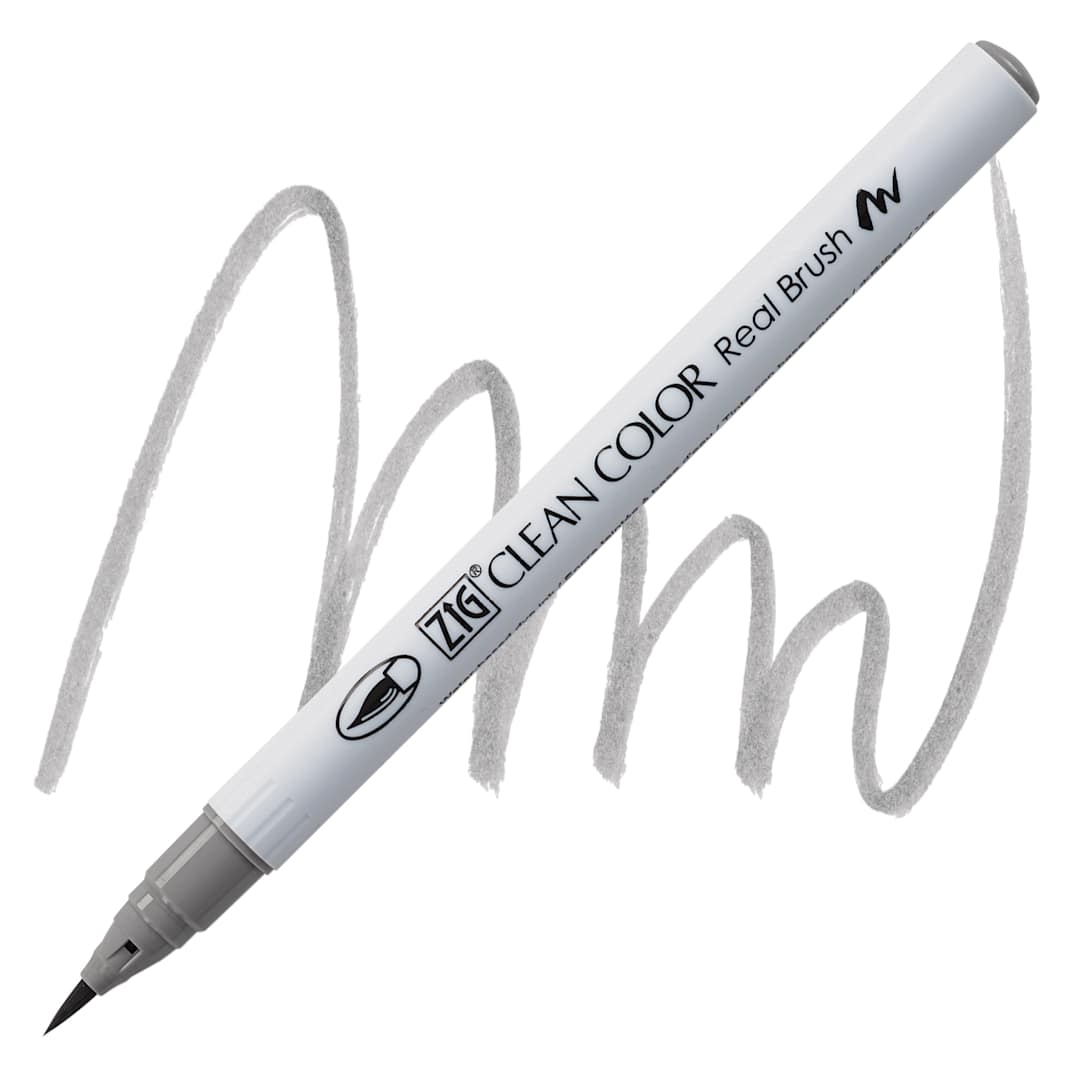 Open in modal - Kuretake Zig Clean Color Real Brush Pen - Cool Gray 3 pen and swatch