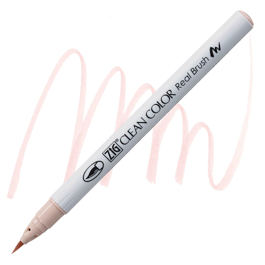 Open in modal - Kuretake Zig Clean Color Real Brush Pen - Shadow Pink pen and swatch