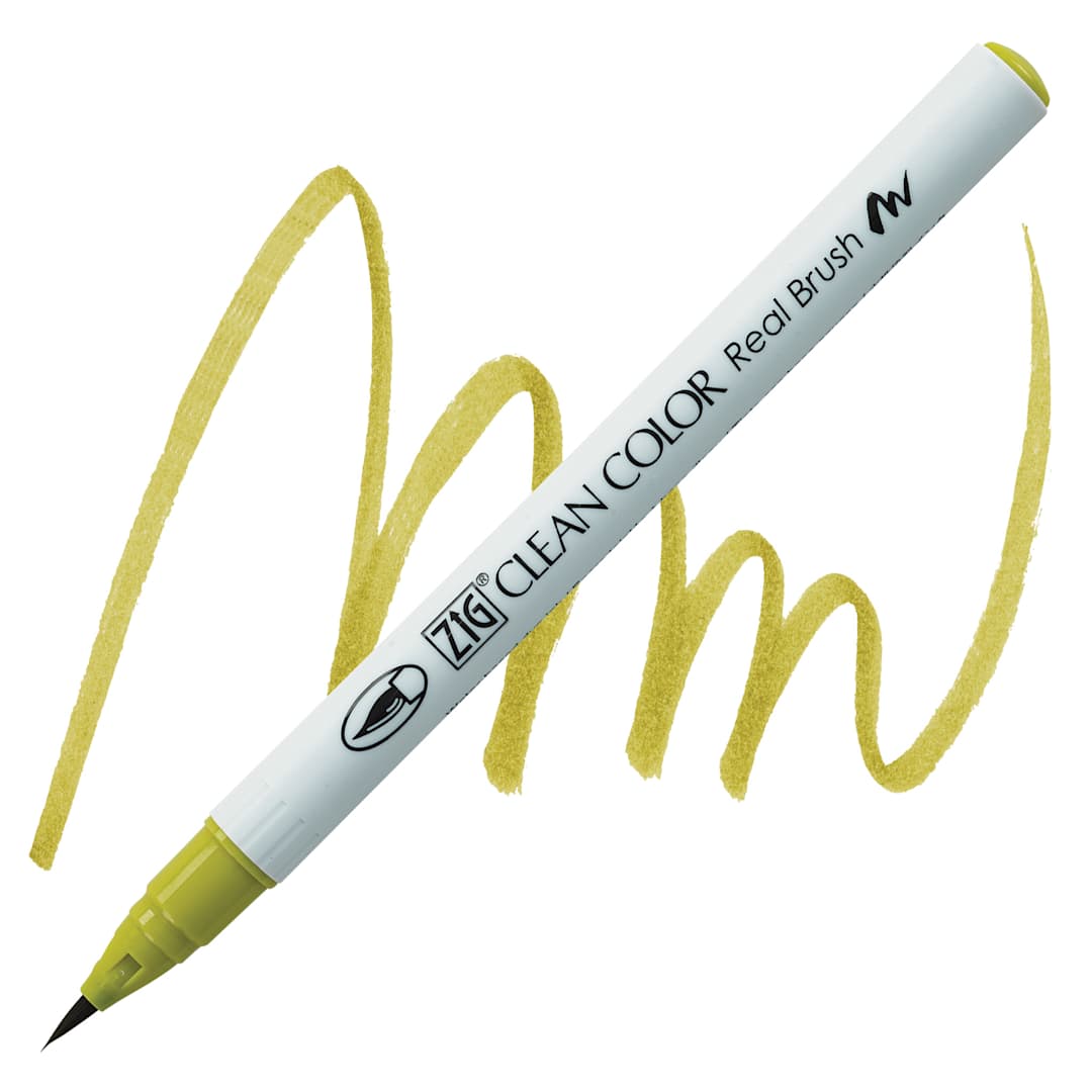 Open in modal - Kuretake Zig Clean Color Real Brush Pen - Dark Yellow pen and swatch