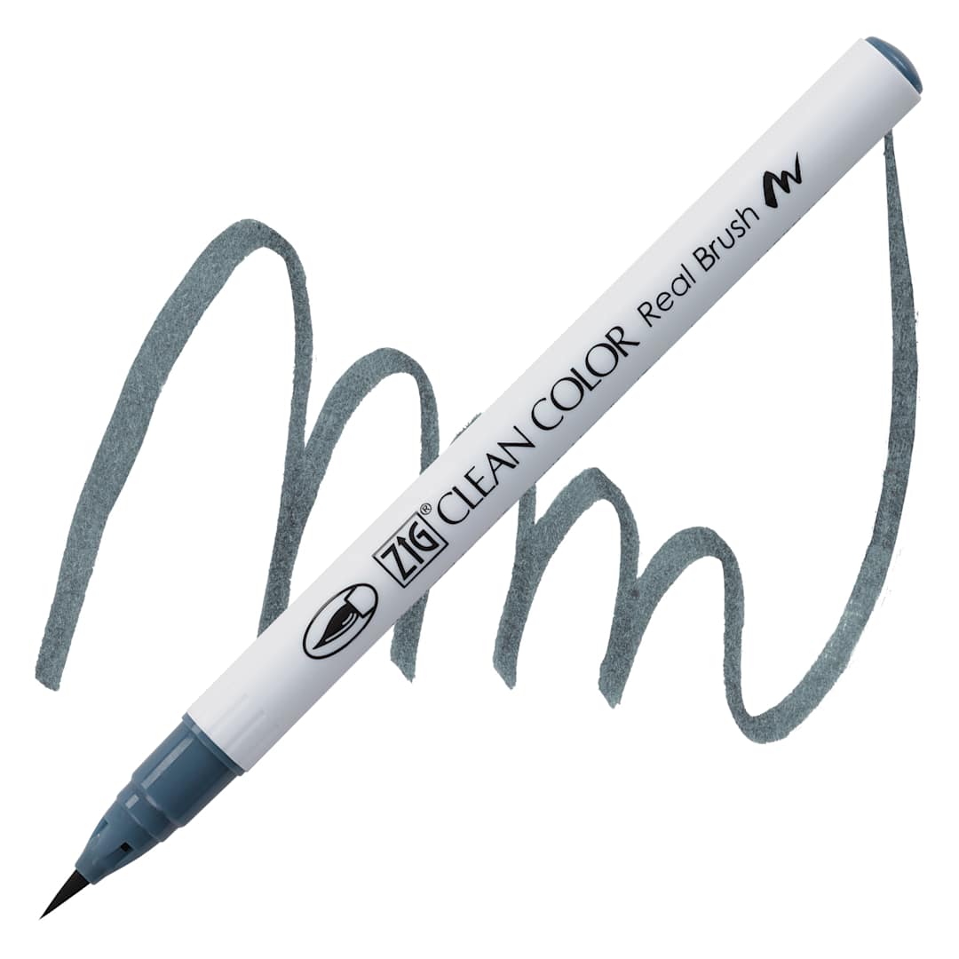 Open in modal - Kuretake Zig Clean Color Real Brush Pen - Dark Agate pen and swatch