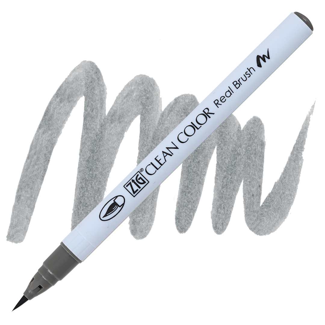 Open in modal - Kuretake Zig Clean Color Real Brush Pen - Gray Brown pen and swatch