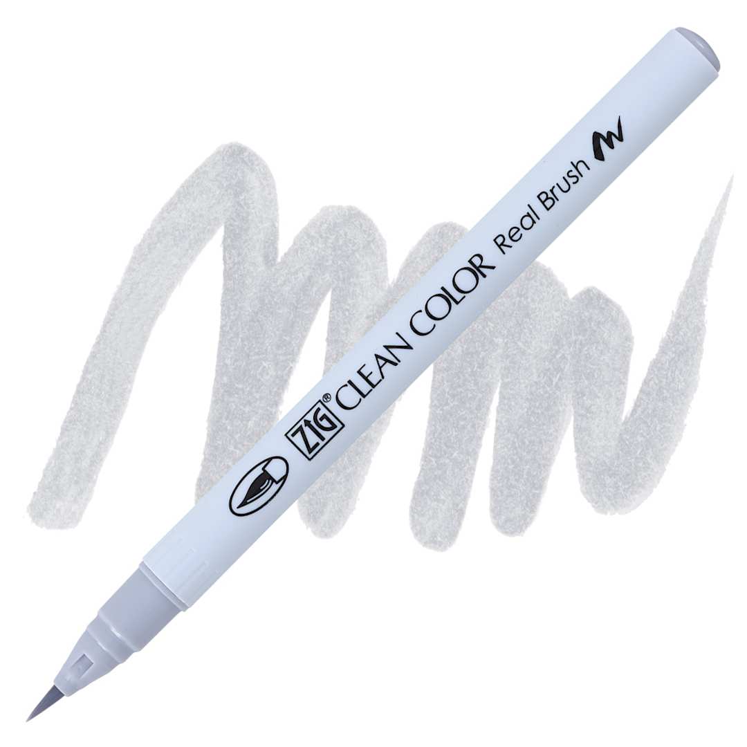 Open in modal - Kuretake Zig Clean Color Real Brush Pen - Pale Gray pen and swatch