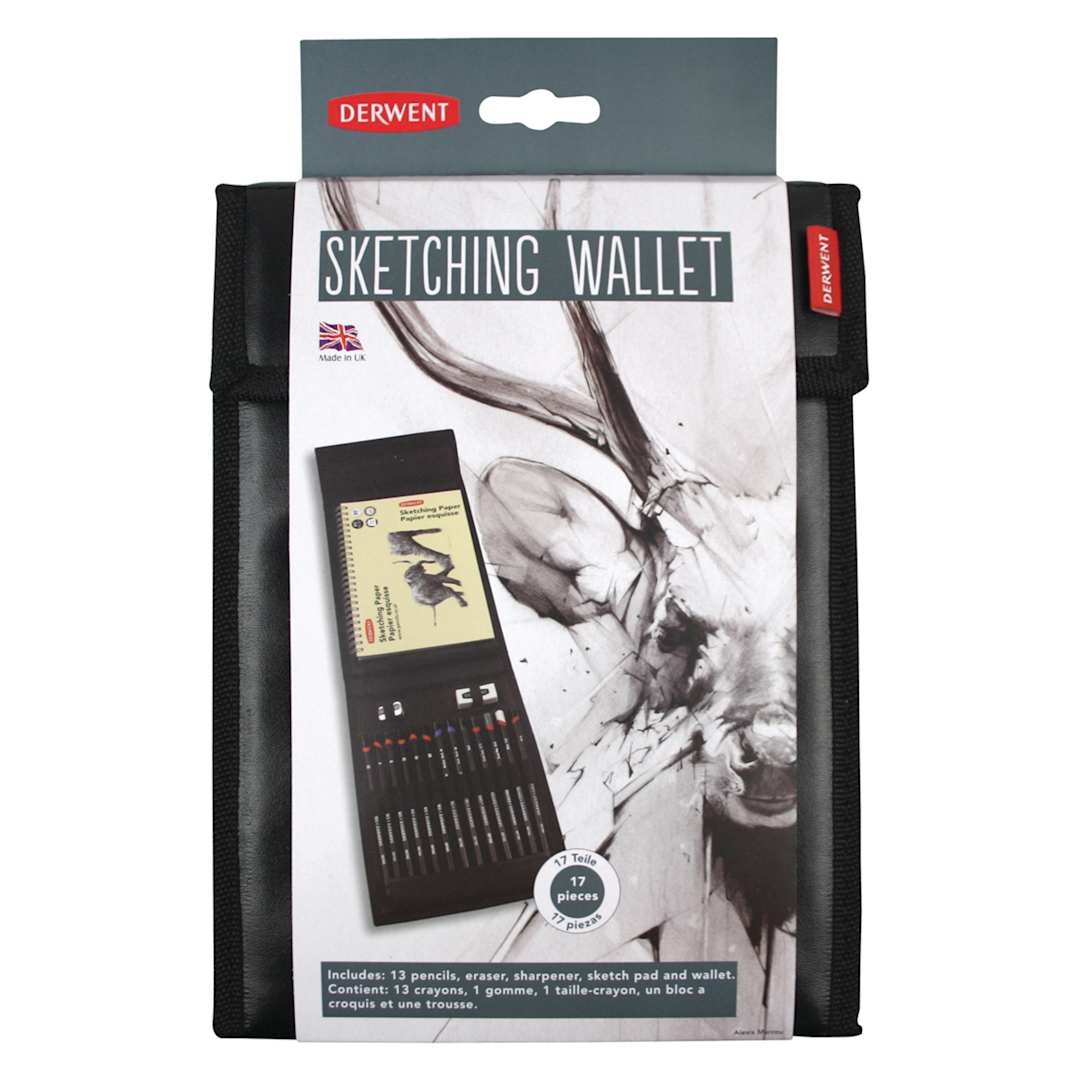 Open in modal - Derwent Sketching Wallet Set, 17 Pieces, front of packaging