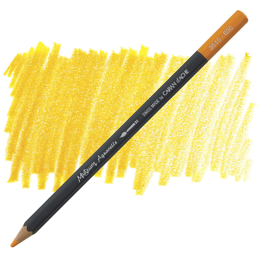 Open in modal - Caran D'Ache Museum Aquarelle Pencil - Orange pencil and swatch
