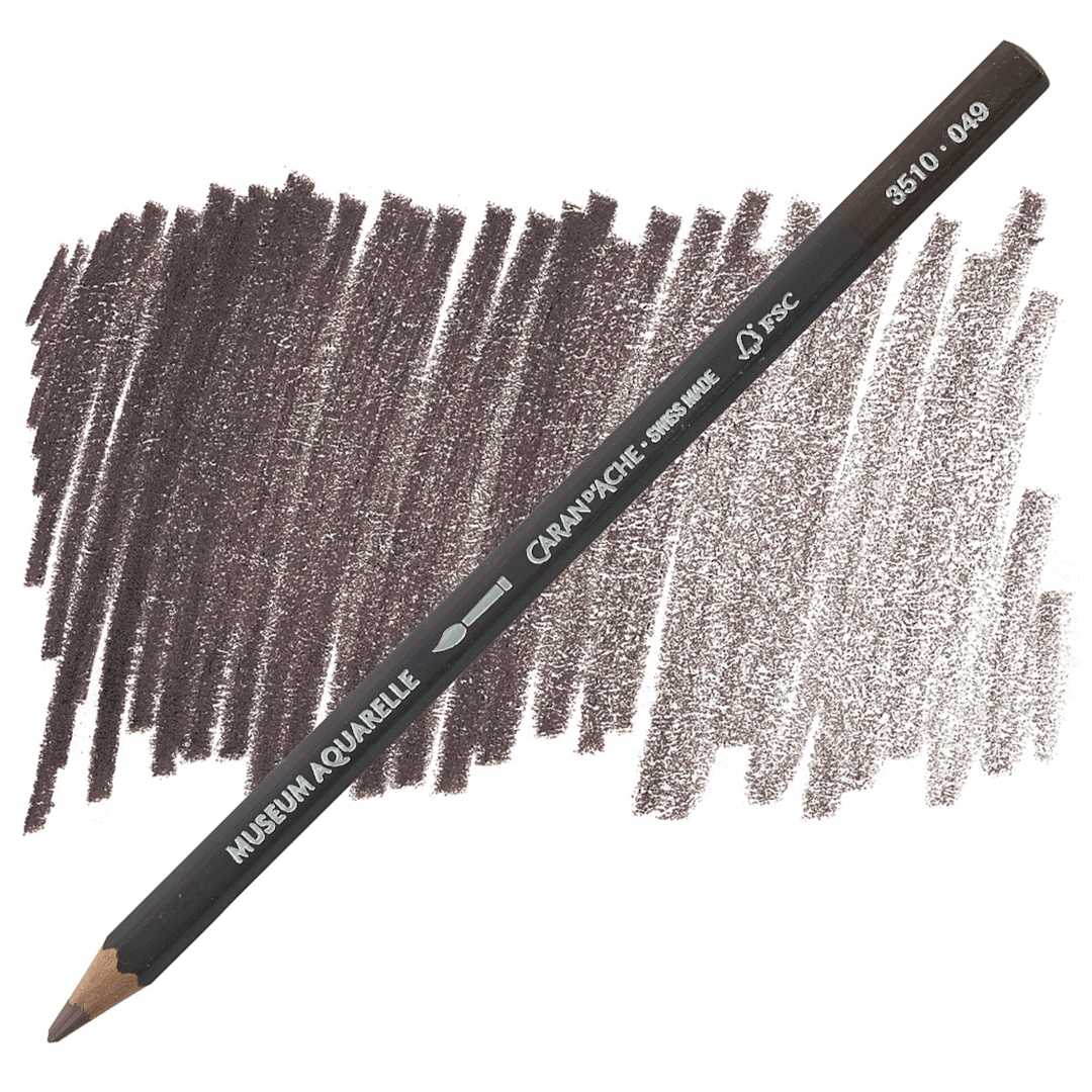 Open in modal - Caran D'Ache Museum Aquarelle Pencil - Raw Umber pencil and swatch
