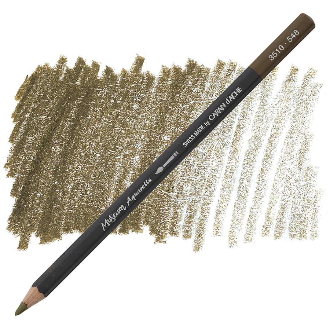 Open in modal - Caran D'Ache Museum Aquarelle Pencil - Umber pencil and swatch