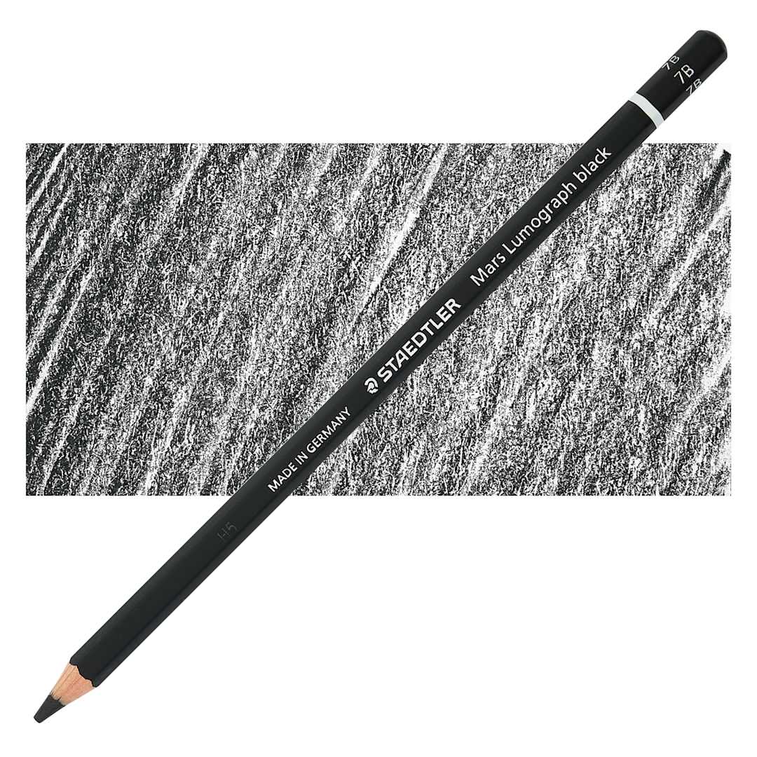 Open in modal - Staedtler Mars Lumograph Black Drawing Pencil - 7B pencil and swatch