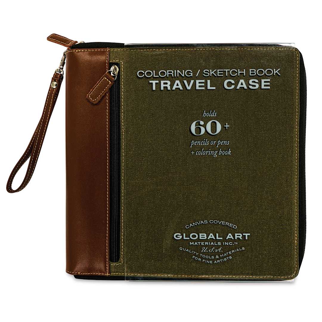 Open in modal - Speedball Sketchbook Travel Case - Olive Brown, Medium, front of the packaging sleeve