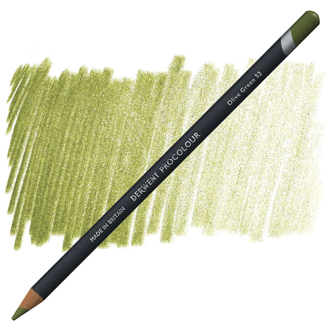 Open in modal - Derwent ProColour Colored Pencil - Olive Green pencil and swatch