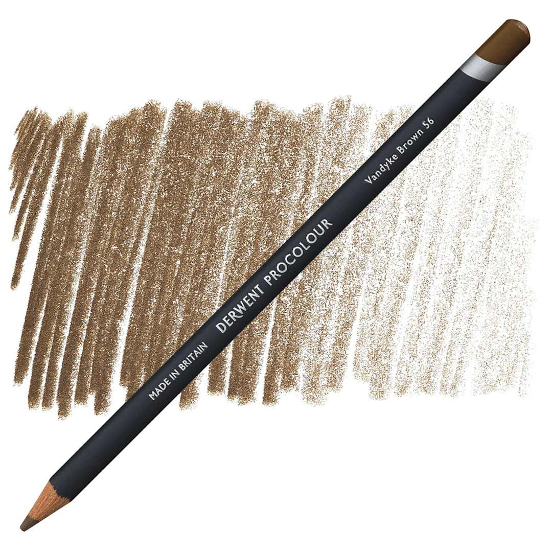 Open in modal - Derwent ProColour Colored Pencil - Vandyke Brown pencil and swatch