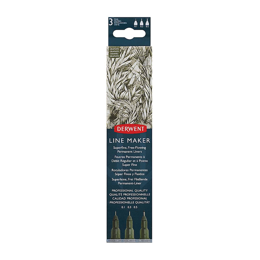 Open in modal - Derwent Line Makers - Front of Graphite Set of 3 package shown 