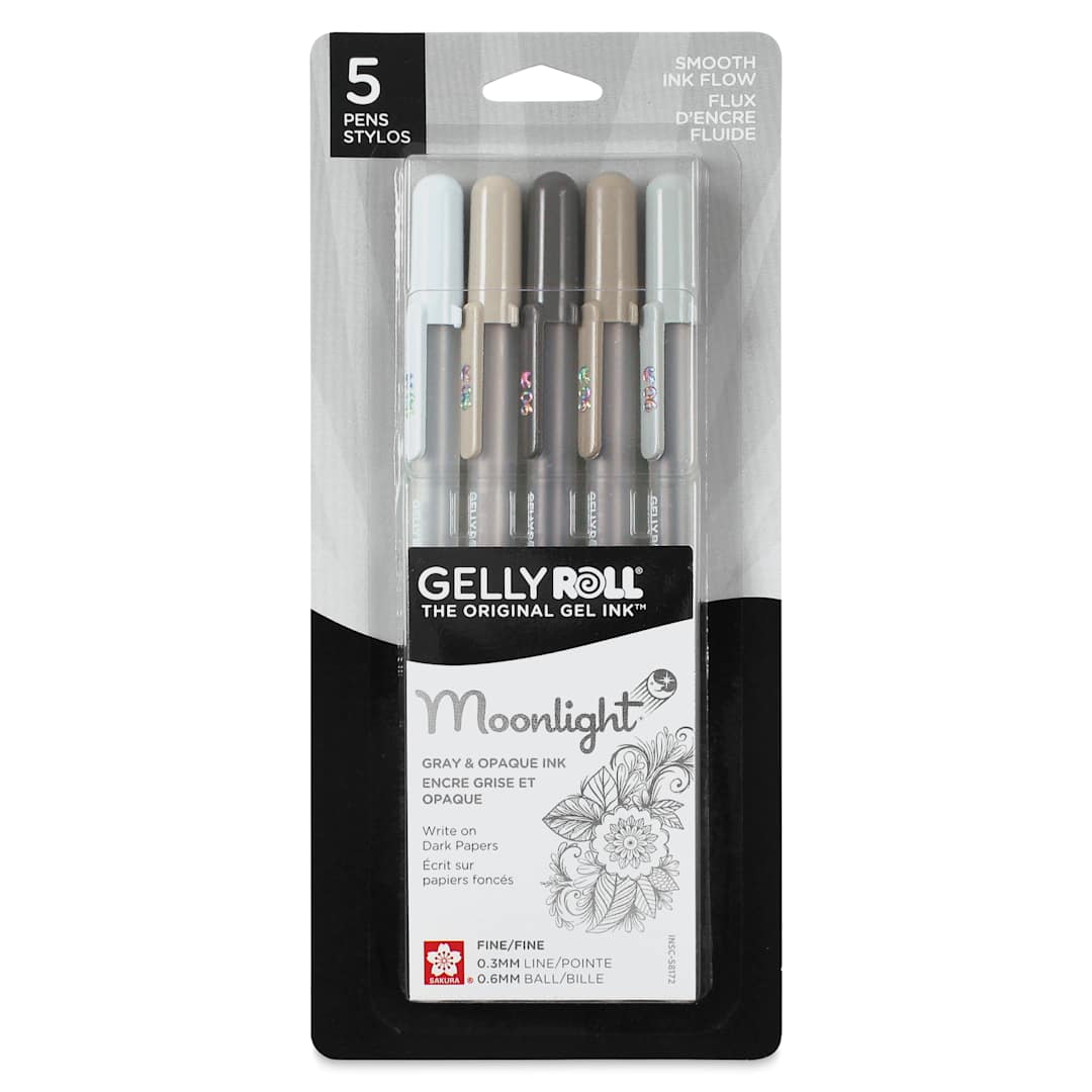 Open in modal - Sakura Gelly Roll Moonlight Pens - Neutral Colors, Set of 5, Fine Point front of packaging