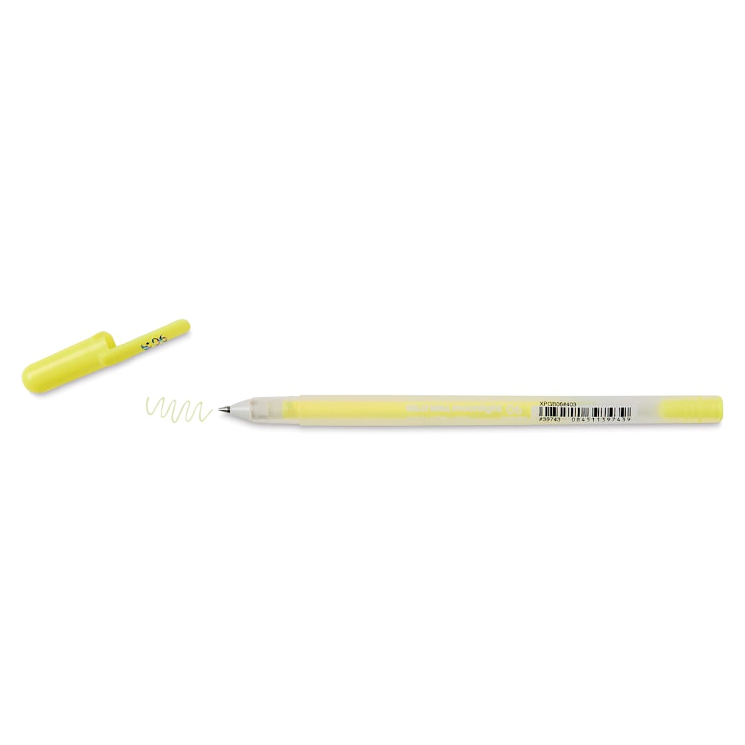 Open in modal - Sakura Gelly Roll Moonlight Pen - Fluorescent Yellow, Fine Point with cap off