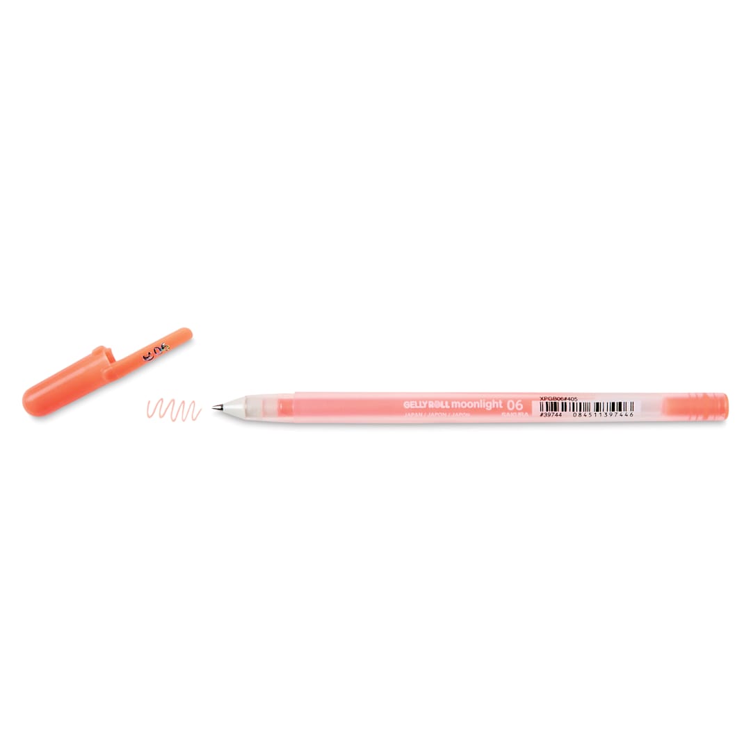 Open in modal - Sakura Gelly Roll Moonlight Pen - Fluorescent Orange, Fine Point with cap off