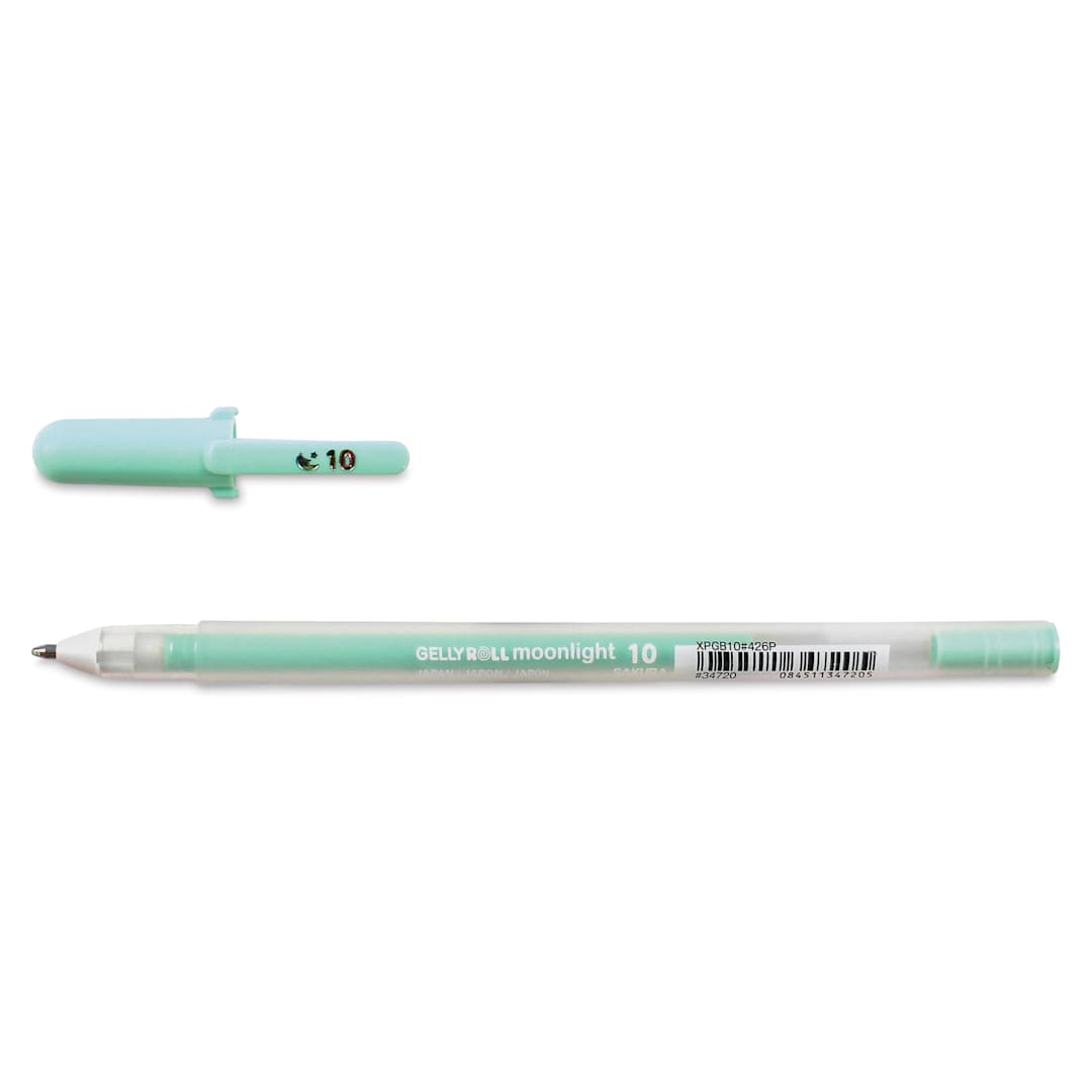 Open in modal - Sakura Gelly Roll Moonlight Pen - Pastel Green, Bold Point with cap off