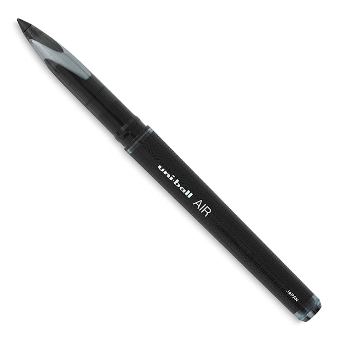 Open in modal - Uni-Ball Air Rollerball Pens - Single pen shown uncapped at angle
