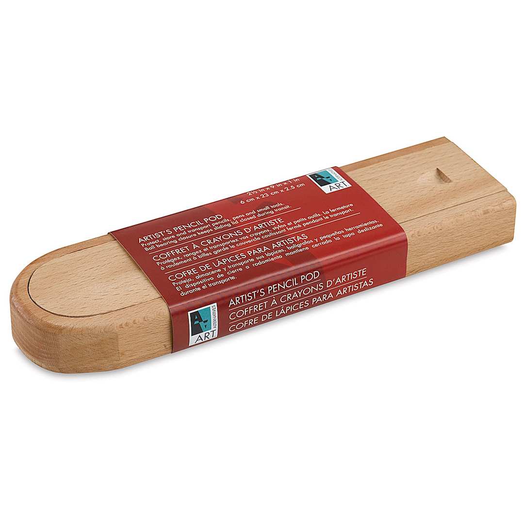 Open in modal - Art Alternatives Artist's Pencil Pod - Angled view of Pencil case with package
