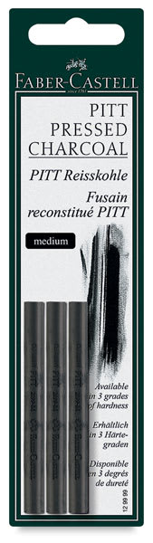 Open in modal - Faber-Castell Pitt Compressed Charcoal Sticks - Front of Medium package
