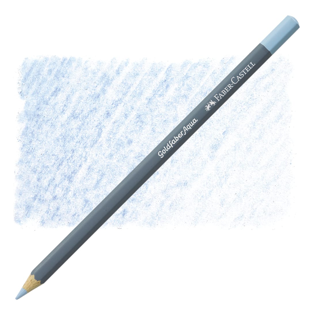Open in modal - Faber Castell Goldfaber Aqua Watercolor Pencil - Pastel Sky Blue 446 pencil and swatch