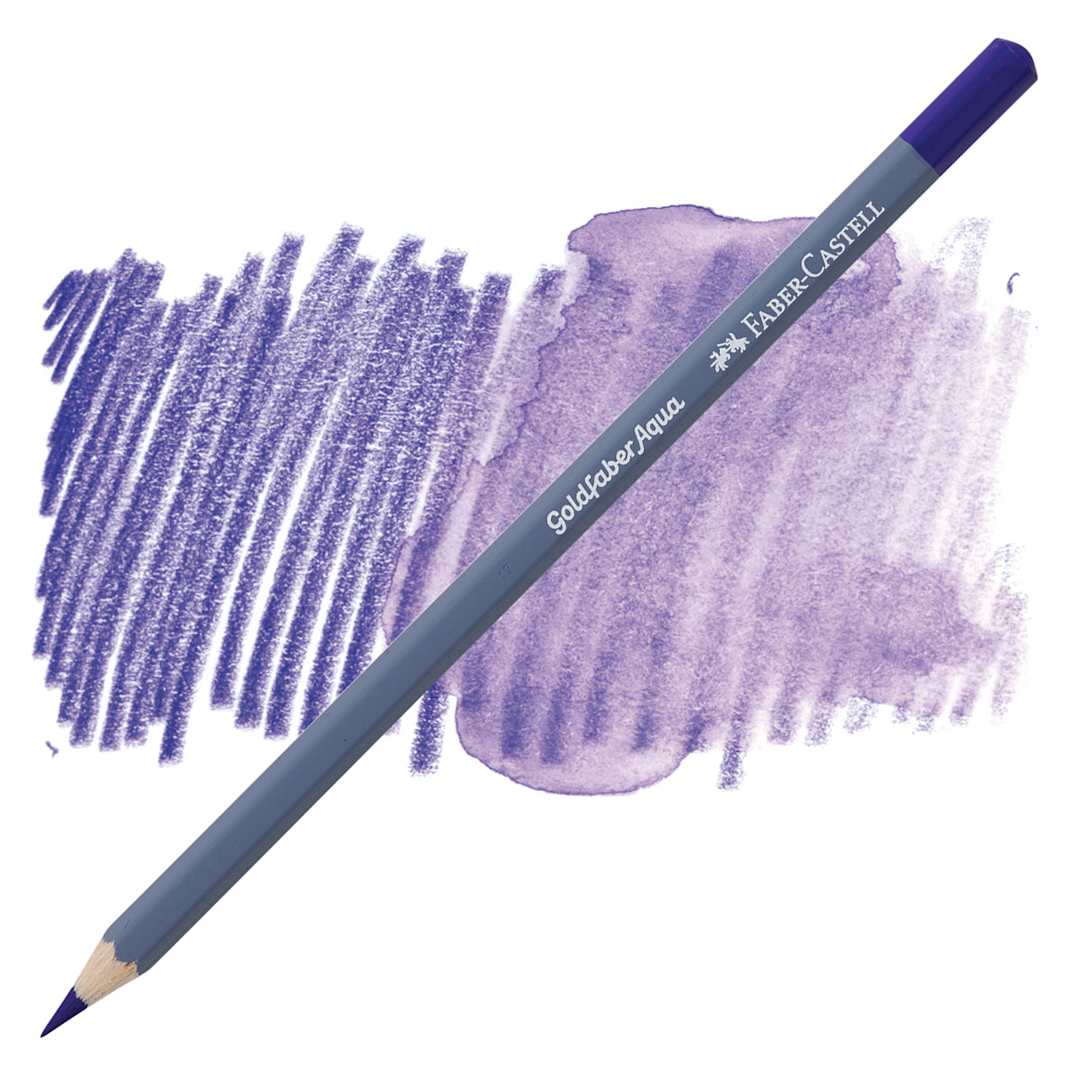 Open in modal - Faber Castell Goldfaber Aqua Watercolor Pencil - Blue Violet 137 pencil and swatch