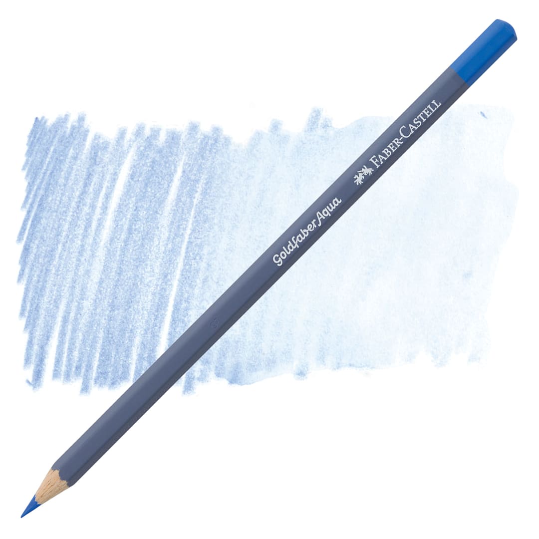 Open in modal - Faber Castell Goldfaber Aqua Watercolor Pencil - Light Ultramarine 140 pencil and swatch