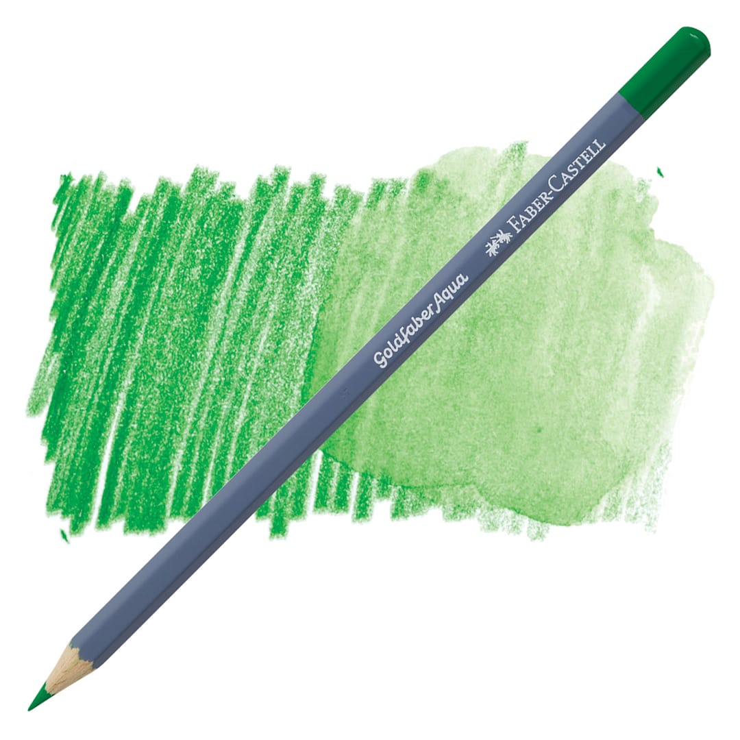 Open in modal - Faber Castell Goldfaber Aqua Watercolor Pencil - Permanent Green 266 pencil and swatch