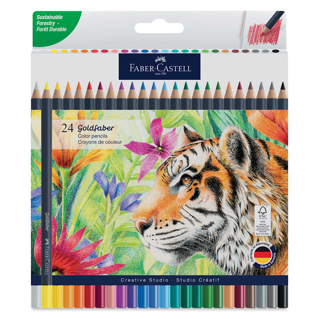 Open in modal - Faber-Castell Goldfaber Color Pencils - Set of 24, Assorted Colors, front of packaging