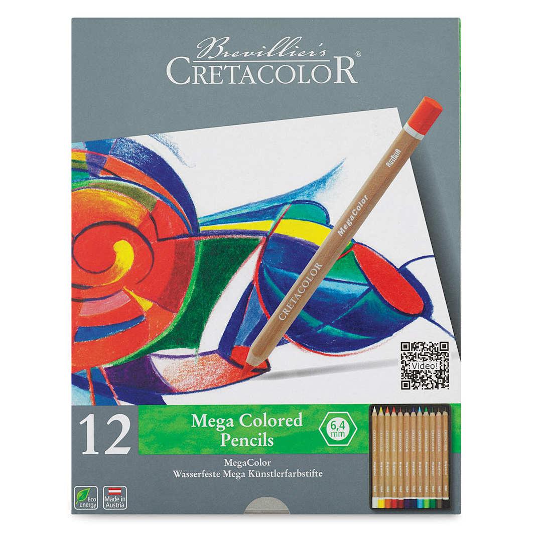 Open in modal - Cretacolor Mega Colored Pencil Sets - Top view of cover of 12 pc Set

