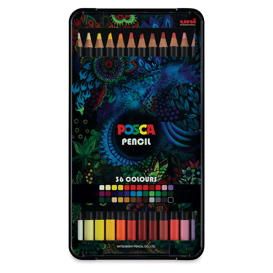 Open in modal - Posca Colored Pencils - Set of 36, Assorted Colors, front of packaging