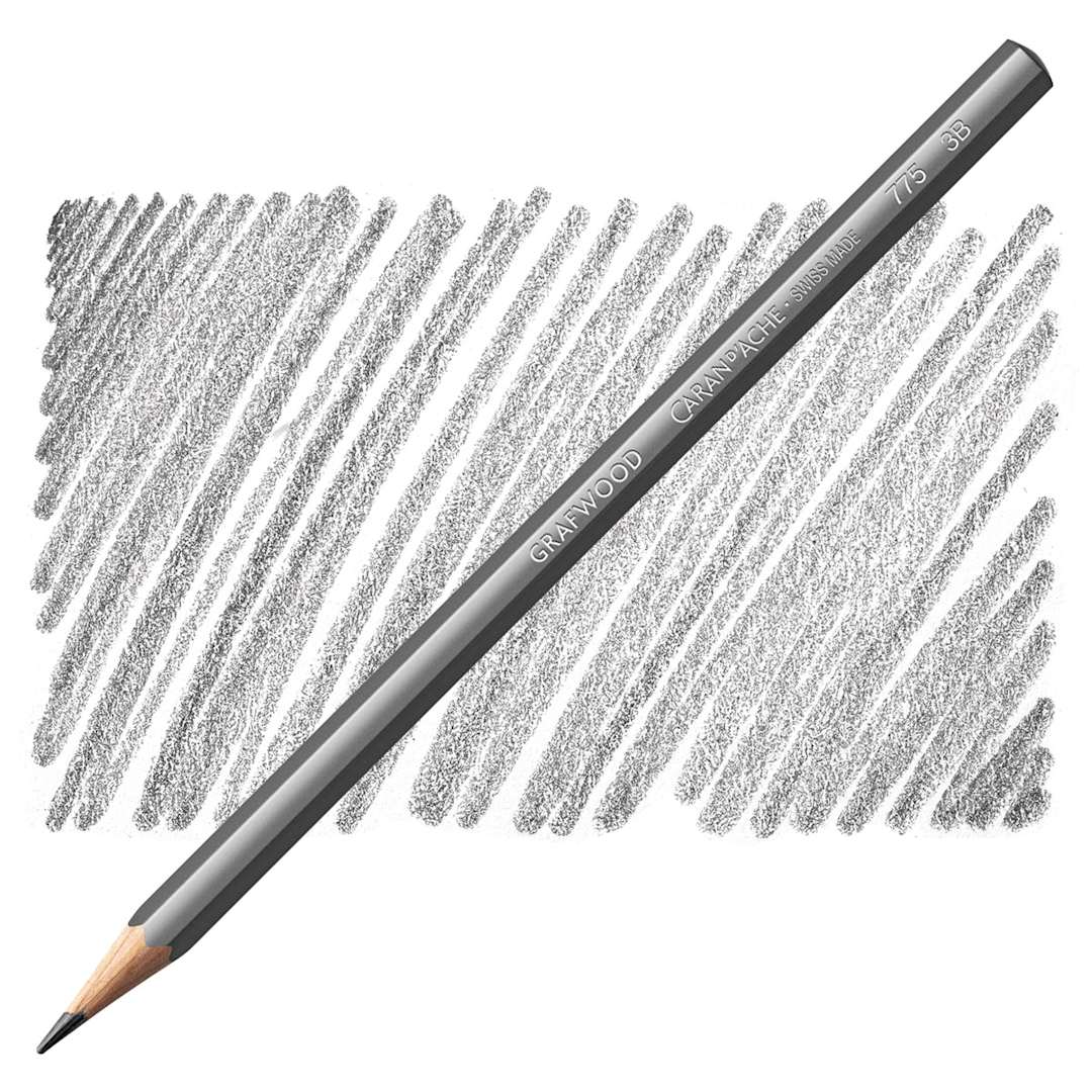Open in modal - Caran d'Ache Grafwood Pencil - 3B pencil and swatch