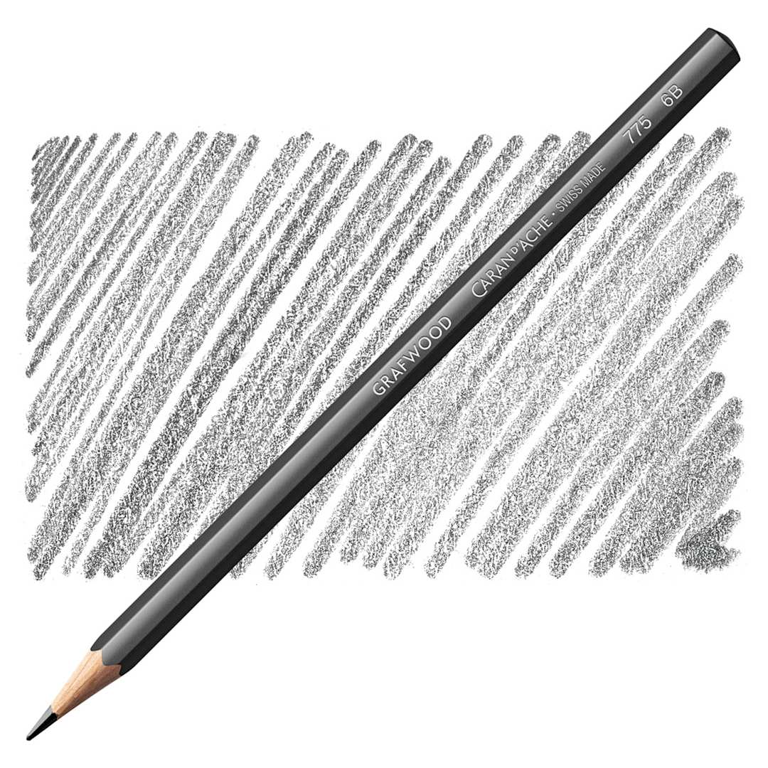 Open in modal - Caran d'Ache Grafwood Pencil - 6B pencil and swatch