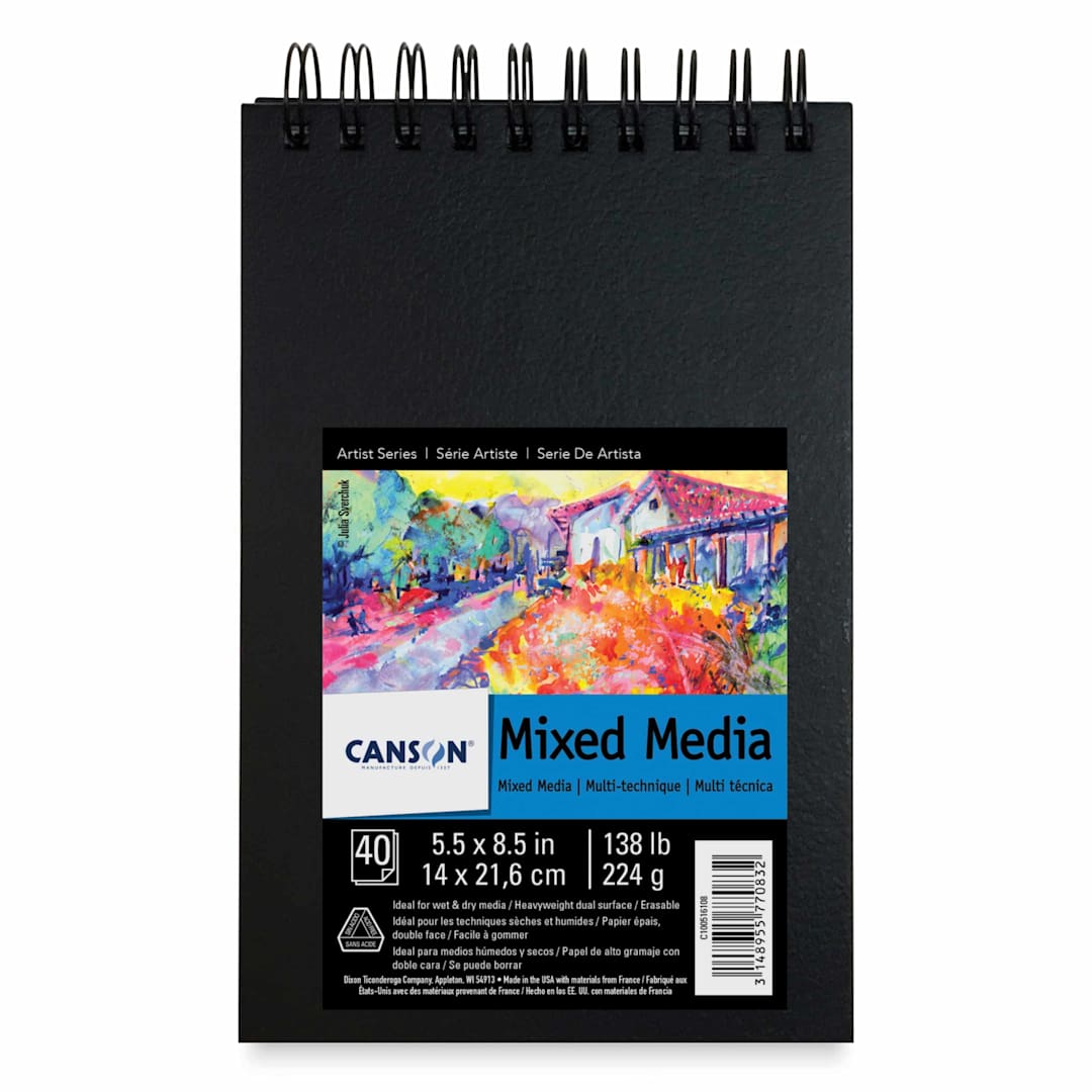 Open in modal - Canson Mix Media Spiral Bound Art Book - 5-1/2" x 8-1/2", Landscape, 40 Sheets