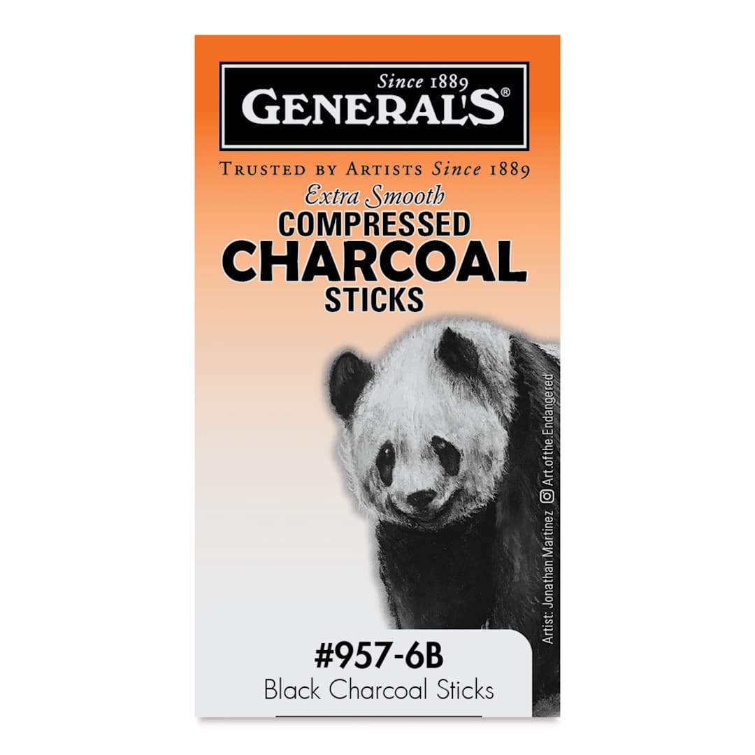 Open in modal - General's Compressed Charcoal - 6B, Pkg of 12, front of packaging