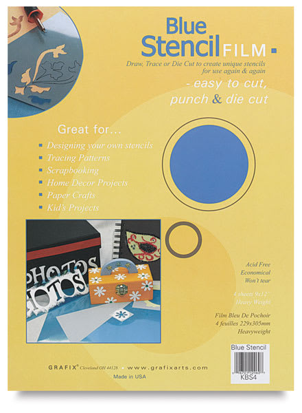 Open in modal - Grafix Stencil Film - Front of package of Heavy Weight Blue Stencil Film