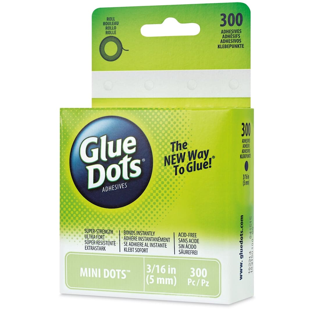 Open in modal - Glue Dots Mini Glue Dots - 3/16", Pkg of 300 (front of box)