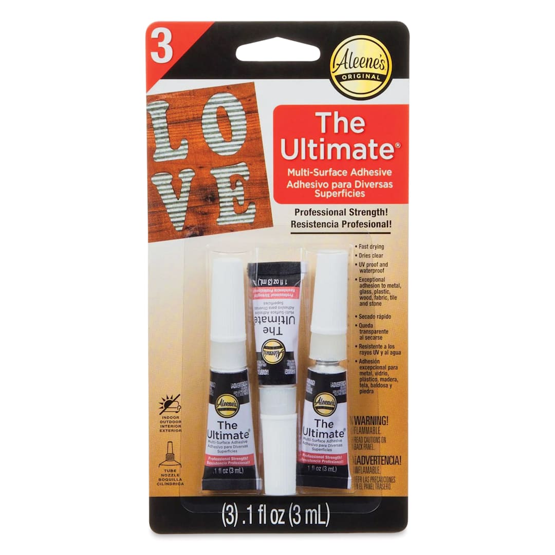 Open in modal - Aleene's The Ultimate Multi-Surface Adhesive - Pkg of 3, 0.1 oz each front of packaging