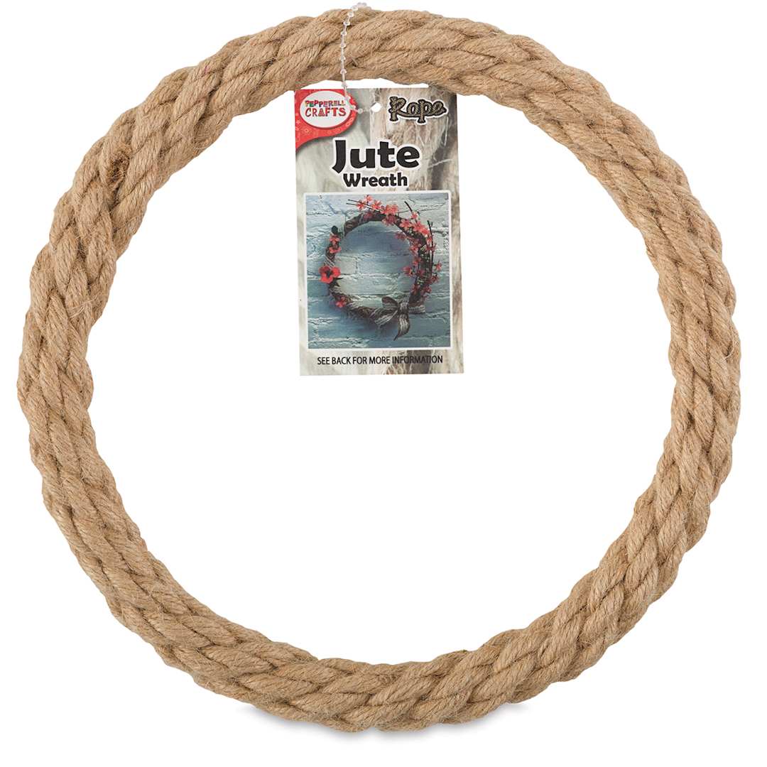 Open in modal - Natural Jute Rope Wreath - Single Wreath shown with Label

