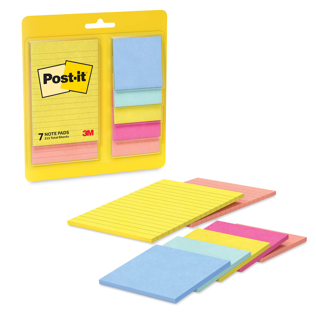 Open in modal - Post-it Super Sticky Notes - Pkg of 7, Assorted Sizes, Summer Joy Collection Assortment