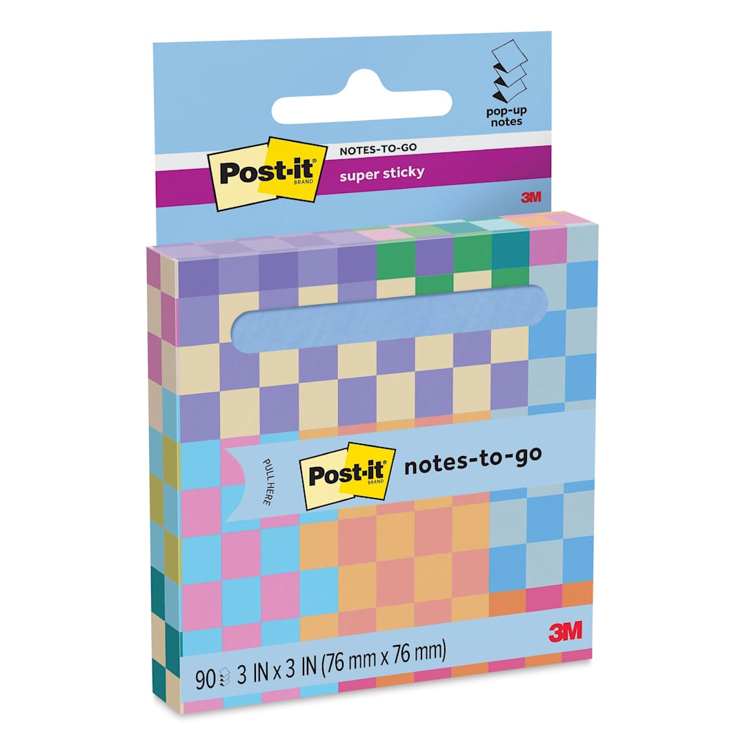 Open in modal - Post-it Super Sticky Notes-to-go Pop-Up Notes - Washed Denim, 3" x 3" front of packaging