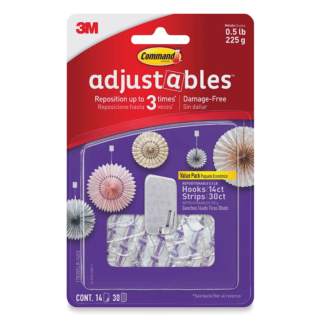 Open in modal - Command Adjustable Hooks - Pkg of 14 Hooks, front of packaging