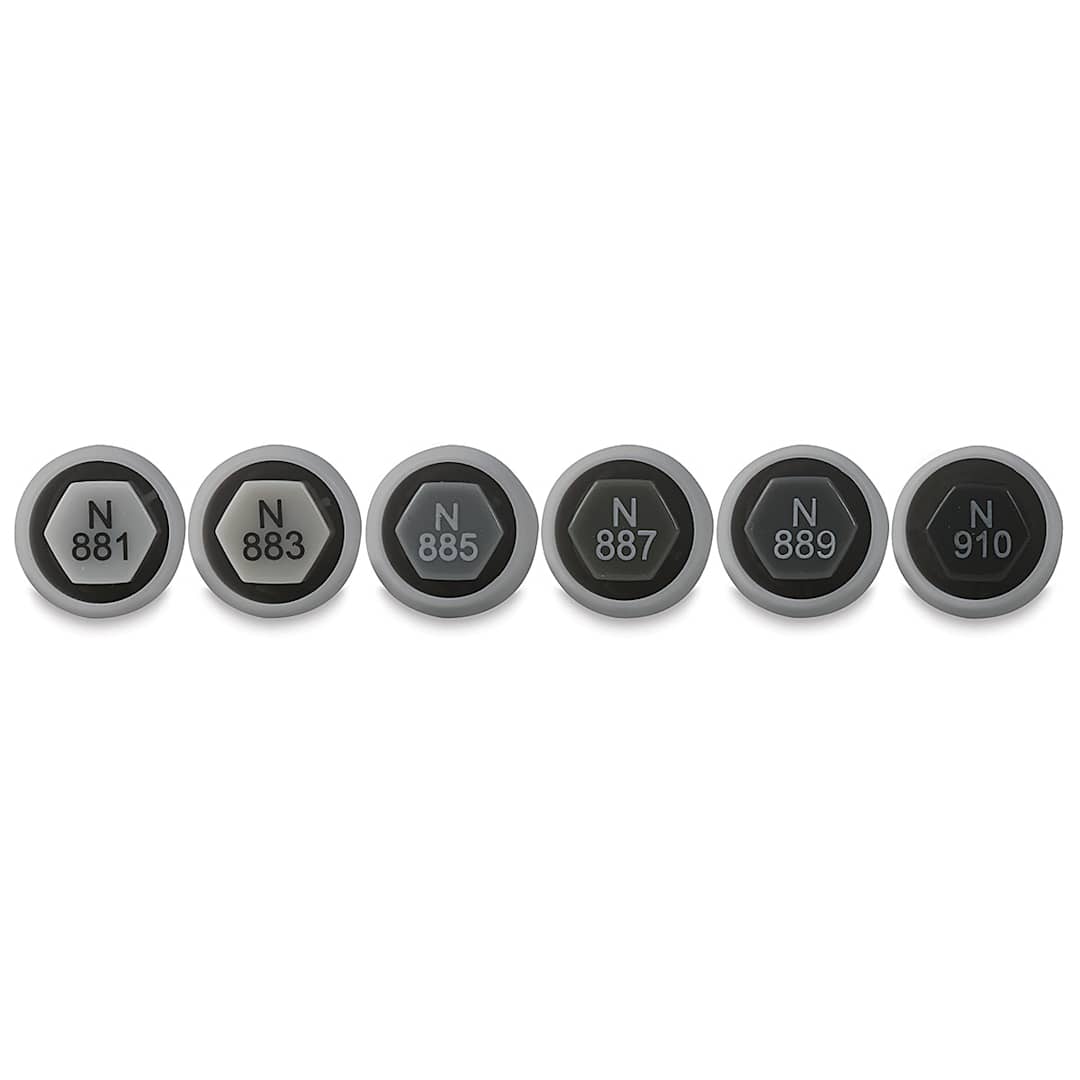 Open in modal - Le Plume Permanent Marker Sets - Color coded caps of Set of 6 Neutrals