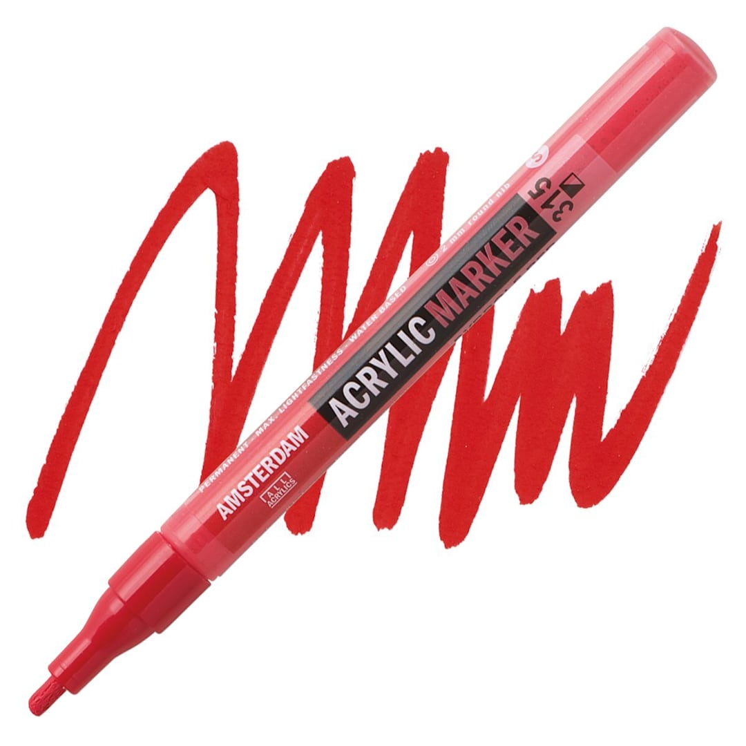 Open in modal - Amsterdam Acrylic Marker - Pyrrole Red, 2 mm marker and swatch