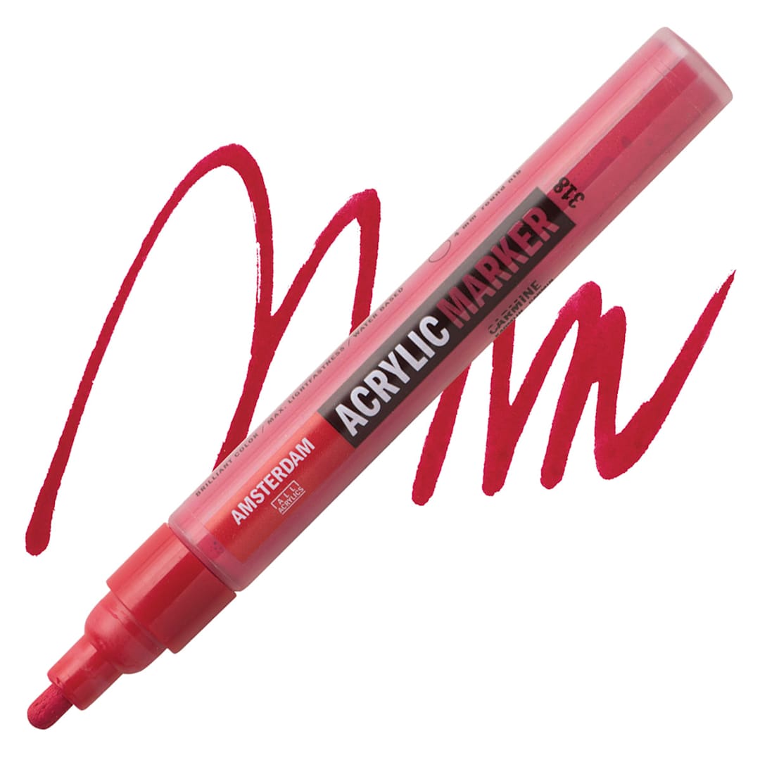 Open in modal - Amsterdam Acrylic Marker - Carmine, 4 mm marker and swatch