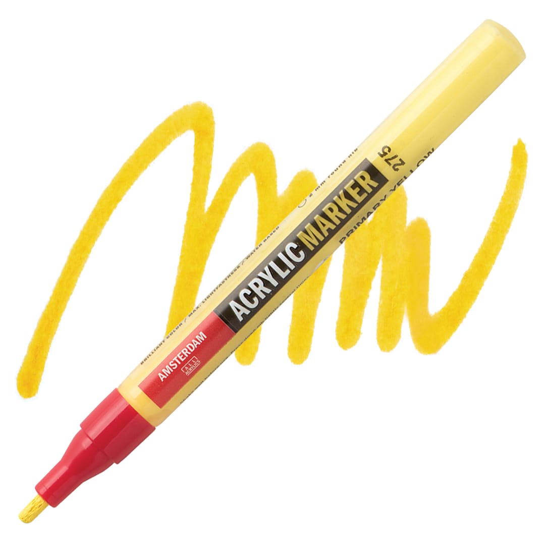 Open in modal - Amsterdam Acrylic Marker - Primary Yellow, 2 mm marker and swatch