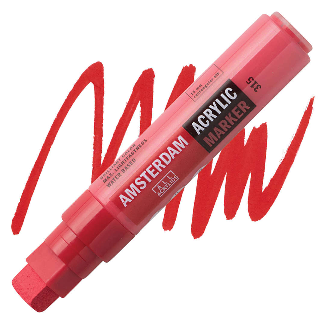 Open in modal - Amsterdam Acrylic Marker - Pyrrole Red, 15 mm marker and swatch