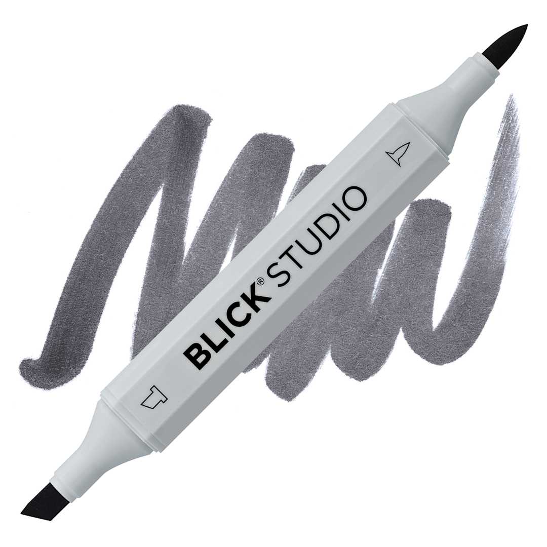 Open in modal - Blick Studio Brush Marker - Cool Gray 90% marker and swatch